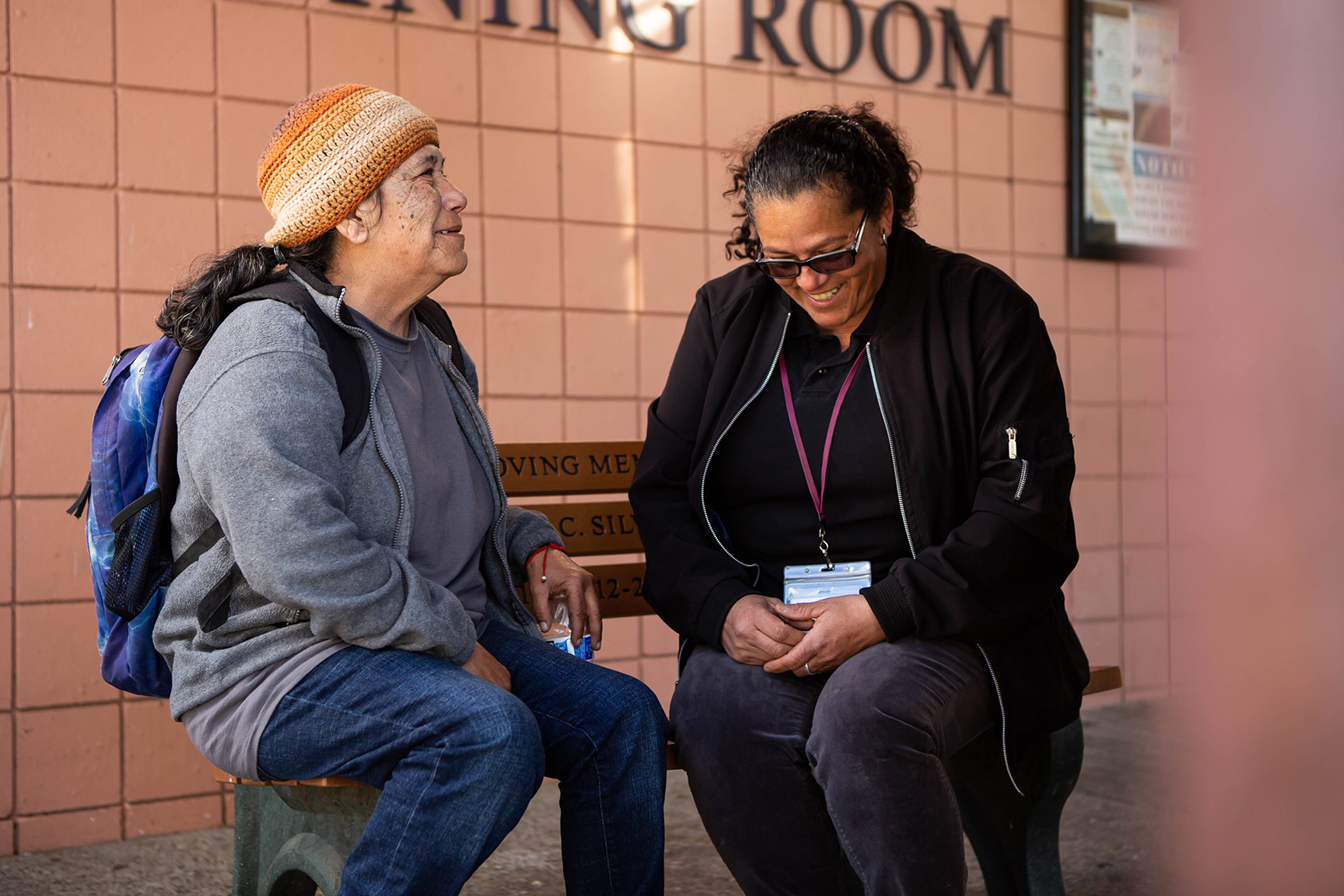 Mercedes and Guest Sharing a Moment on the bench